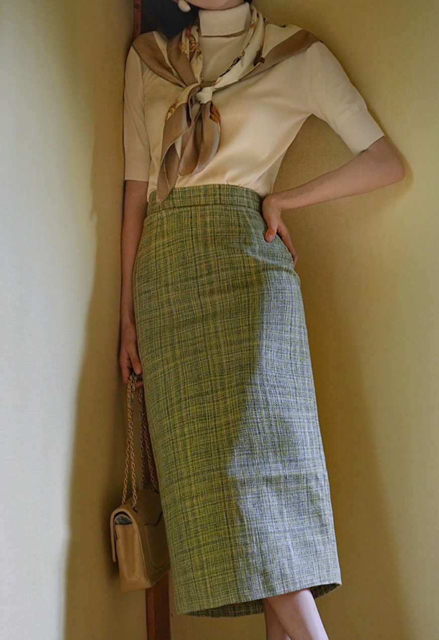 Tweed jacket and classical skirt