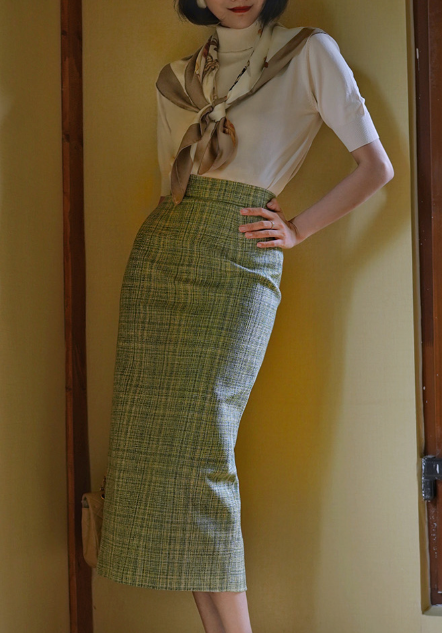 Tweed jacket and classical skirt