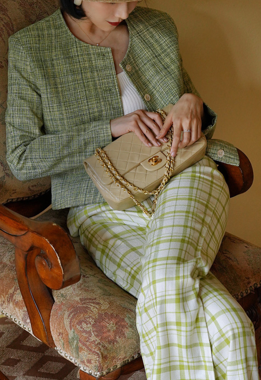 Tweed jacket and classical skirt