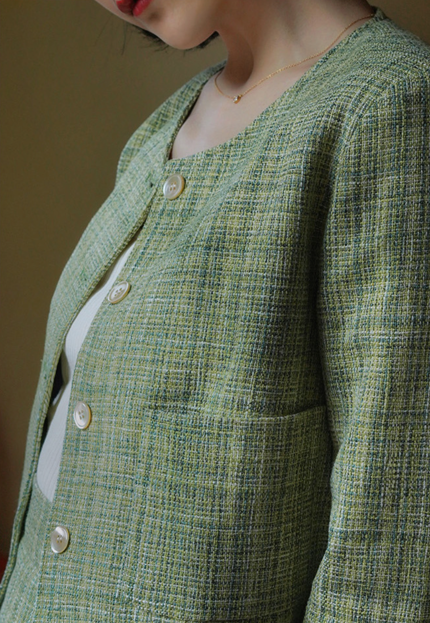 Tweed jacket and classical skirt