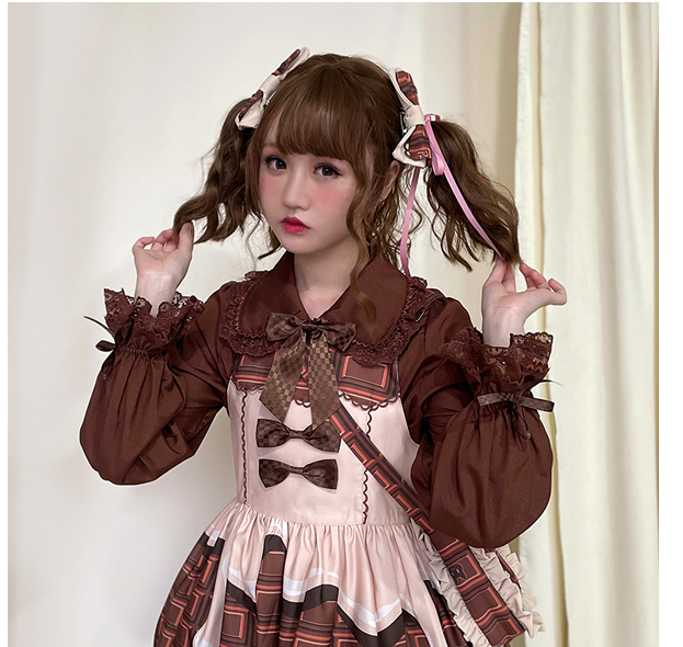Pumpkin Cat - Chocolate Heart - Sweet Lolita Long Sleeve Blouse Multicolors