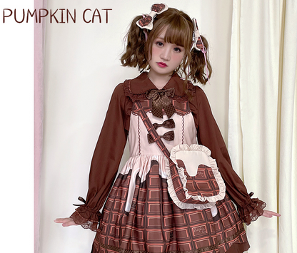 Pumpkin Cat - Chocolate Heart - Sweet Lolita Long Sleeve Blouse Multicolors