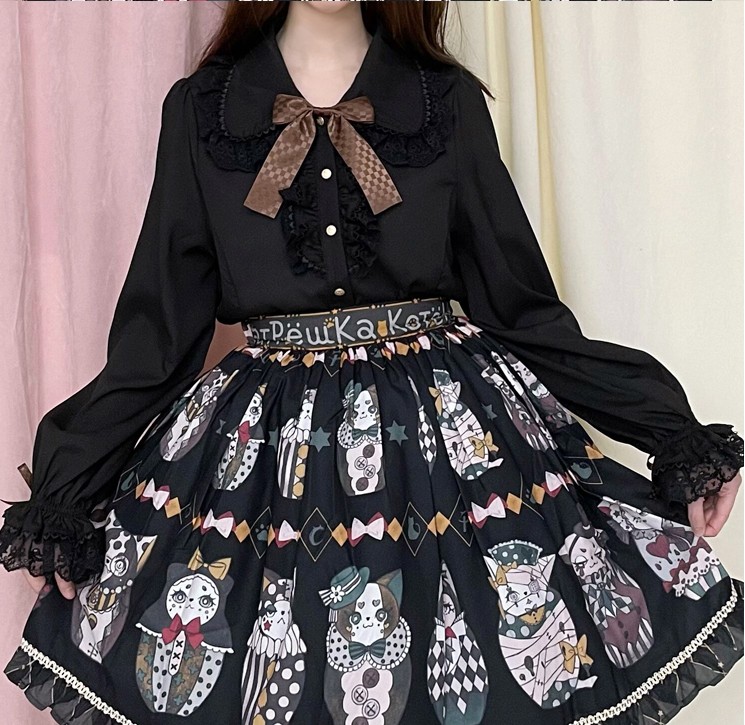 Pumpkin Cat - Chocolate Heart - Sweet Lolita Long Sleeve Blouse Multicolors