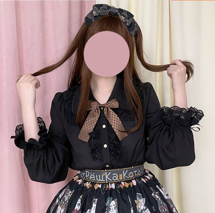 Pumpkin Cat - Chocolate Heart - Sweet Lolita Long Sleeve Blouse Multicolors