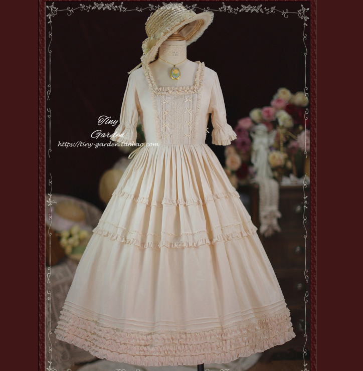 Tiny Garden - Vintage Prom - Elegance Pin Tucks Lolita OP Dress