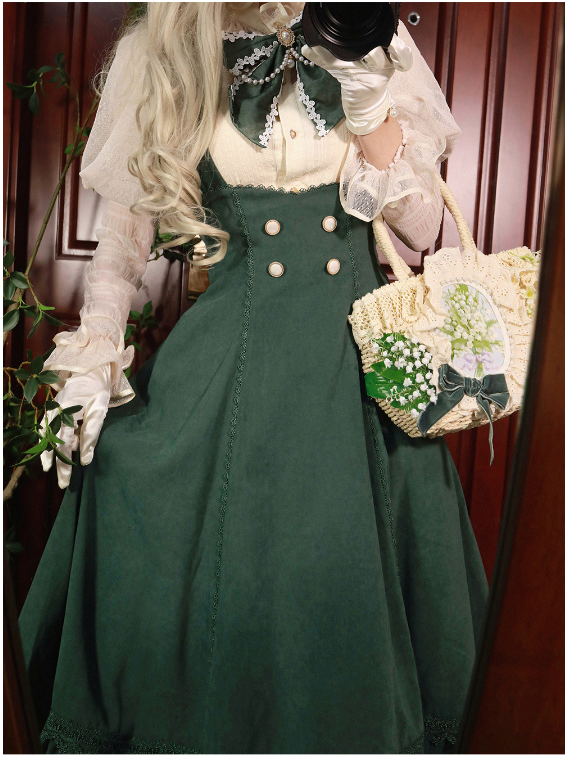Forest Wardrobe - South of the Forest - Vintage Lolita Halter JSK Dress, French Style Blouse