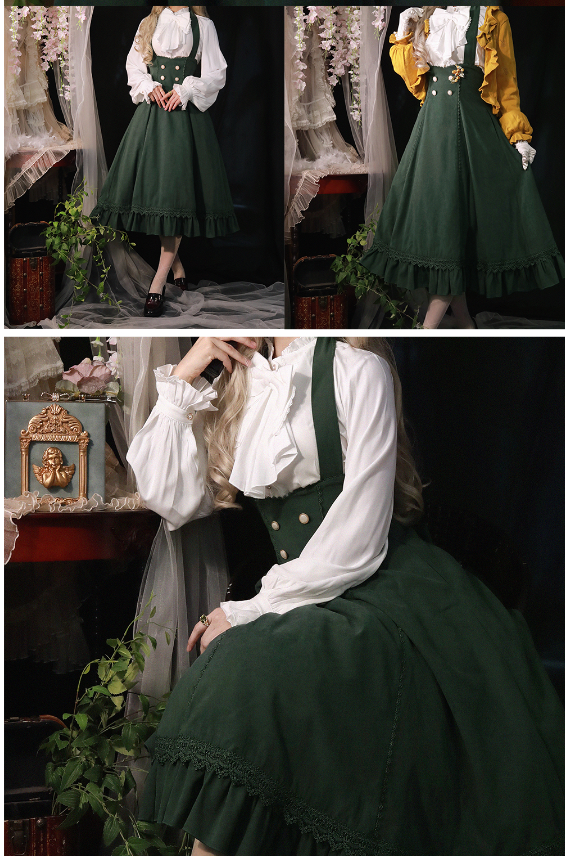Forest Wardrobe - South of the Forest - Vintage Lolita Halter JSK Dress, French Style Blouse