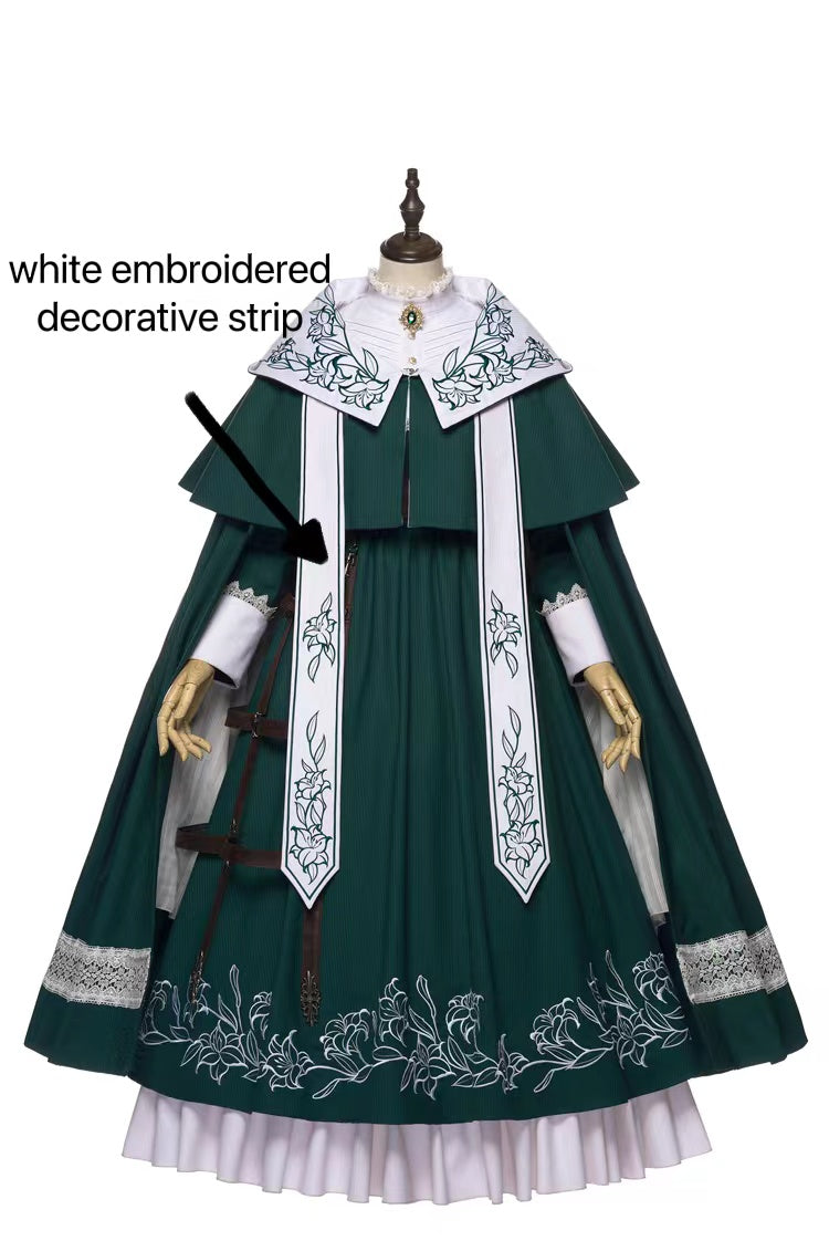 Youpairui - Lobnya - Gothic Nun Lolita Green OP Dress Set
