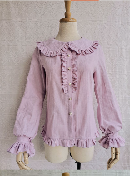 Yilia - Cotton Lolita Blouse, Autumn and Winter Japanese Style