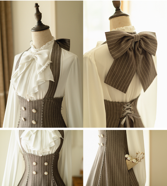 Forest Wardrobe - South of the Forest - Vintage Lolita Halter JSK Dress, French Style Blouse