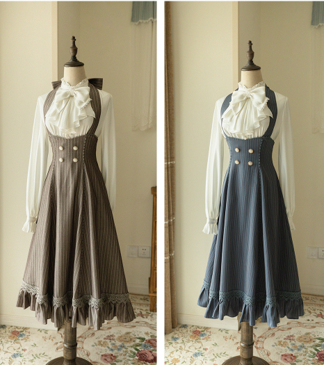 Forest Wardrobe - South of the Forest - Vintage Lolita Halter JSK Dress, French Style Blouse