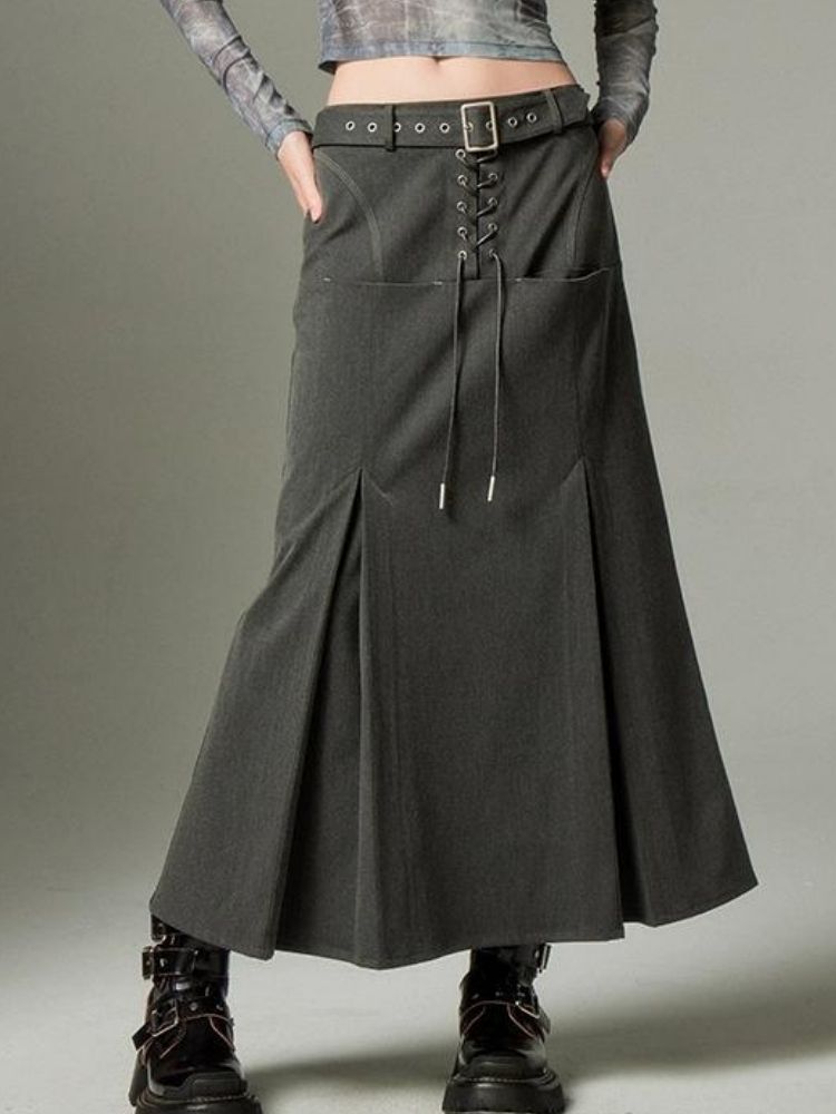 Leather A-line skirt【s0000003274】