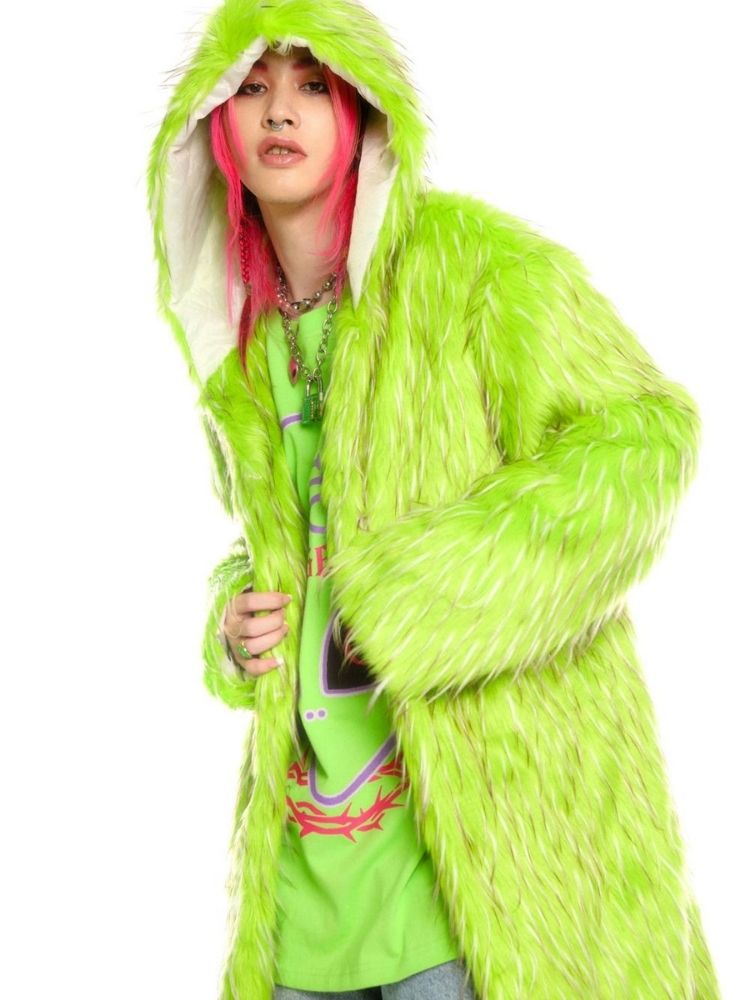 Fruit green hooded long coat and hat【s0000004456】