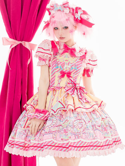 Letters from Unknown Star - Candy Park - Sweet Lolita Print Jumper Dress