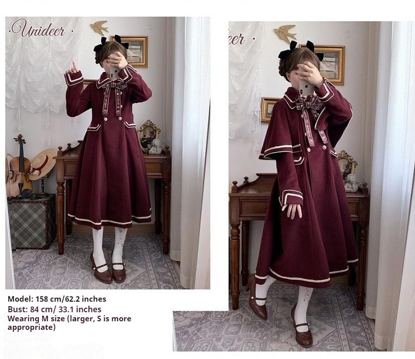 Unideer - Galaxy Traveler - Classic School Lolita Overcoat with Detachable Cape and Bow