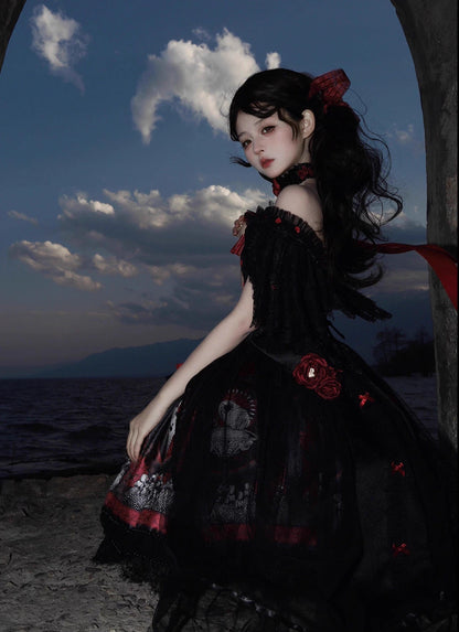 Caged Bird Hotel - Eclipsed Moon Gallery - Plus Size Halloween Gothic Lolita Skirt & Bodice Set