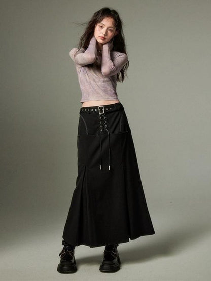 Leather A-line skirt【s0000003274】