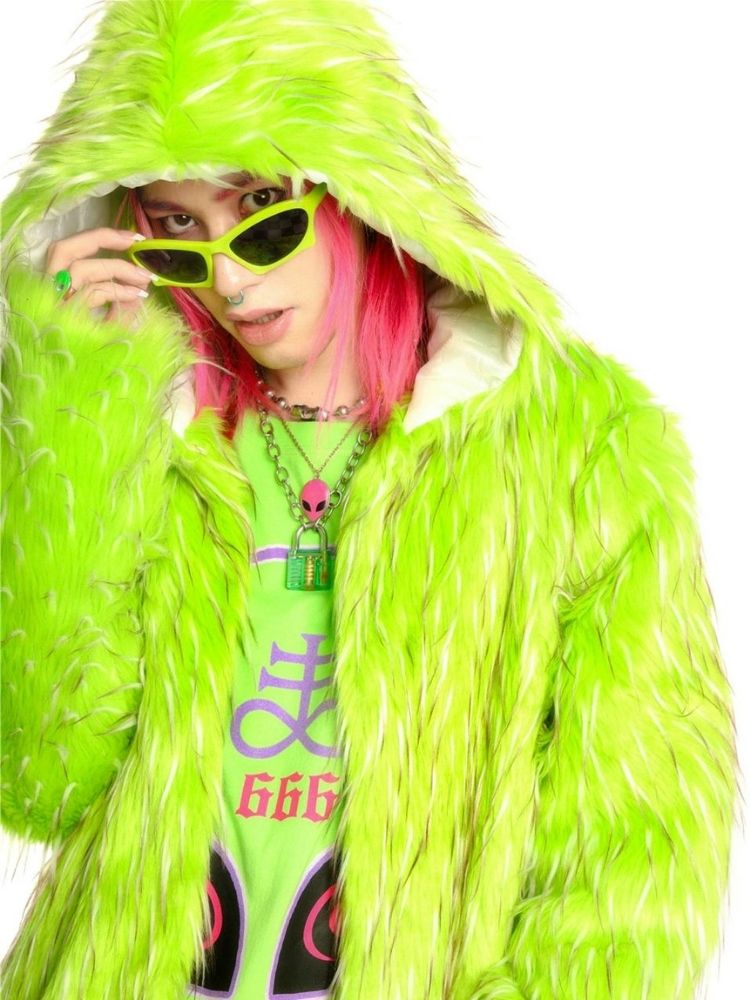 Fruit green hooded long coat and hat【s0000004456】