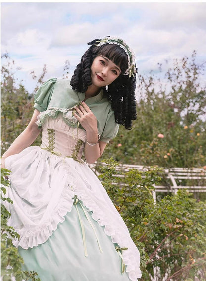 Daydream Whisper - Toting Basil - Plus Size Wedding Lolita Dress Green Bridal JSK