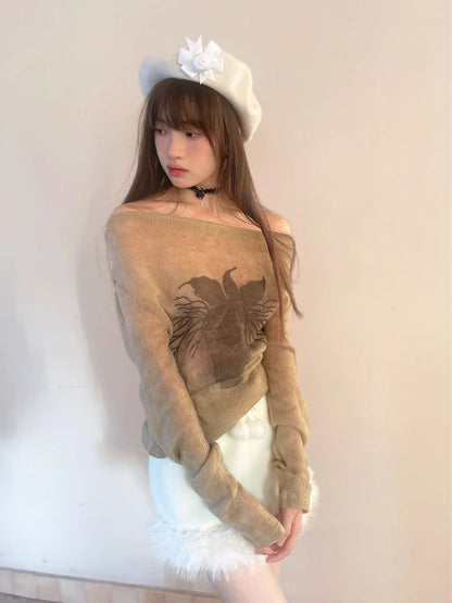 Sheer Knit Strapless Long Sleeve Top【s0000004900】