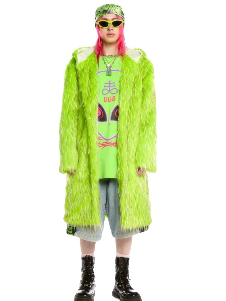 Fruit green hooded long coat and hat【s0000004456】