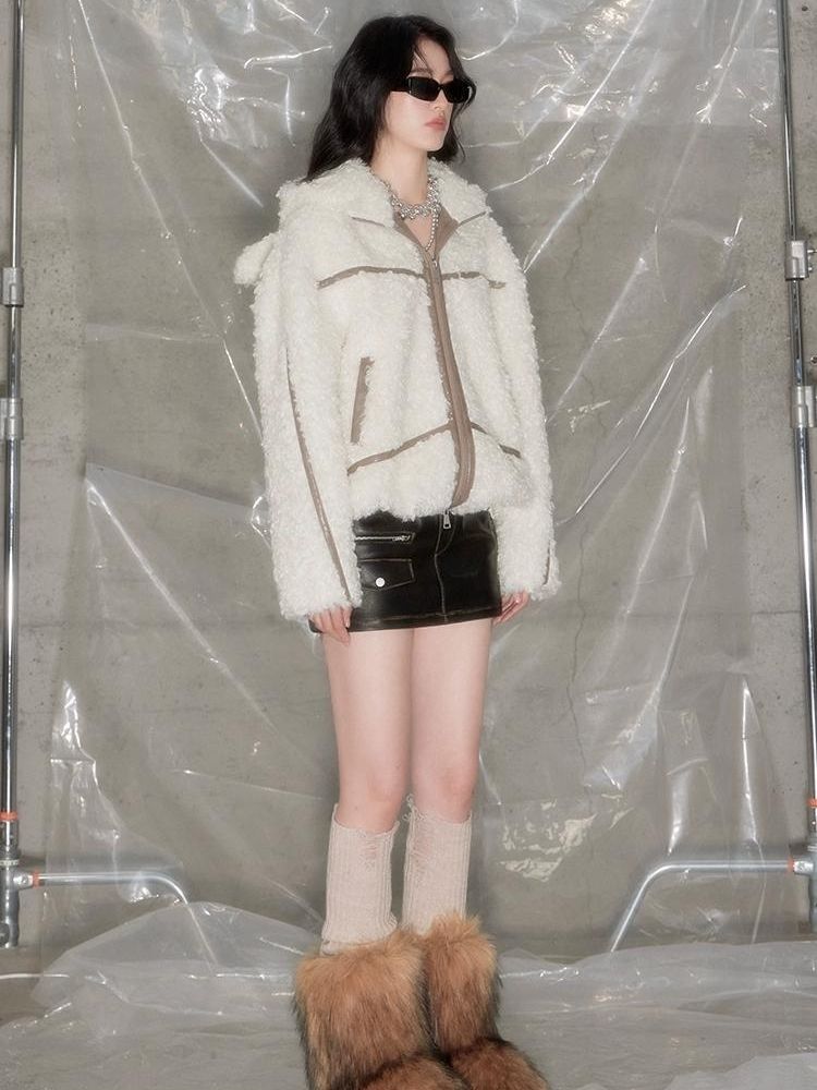 Rabbit Ears Antelope Roll Eco Fur Coat【s0000004851】