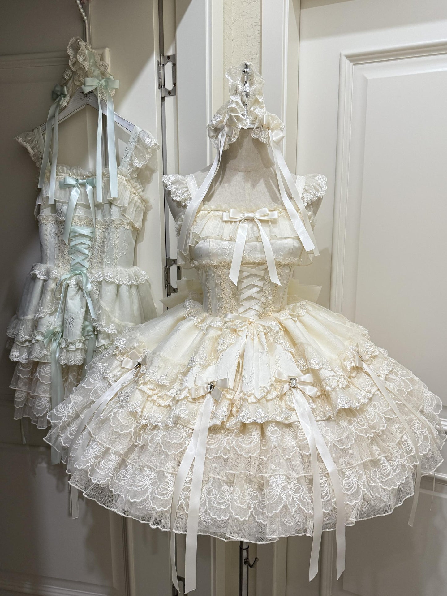 Sugar Girl - Ribbons of Love - Sweet Lolita JSK Dress, Tiered Ruffles