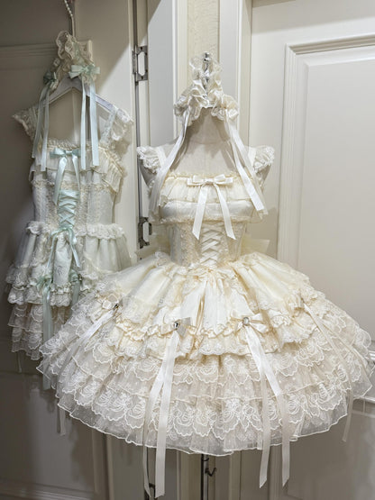 Sugar Girl - Ribbons of Love - Sweet Lolita JSK Dress, Tiered Ruffles