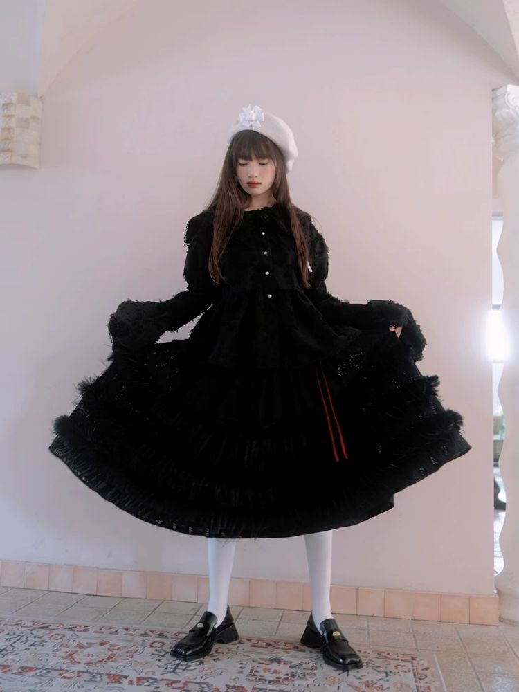 Loose Vintage Lace Bubble Long Sleeve Shirt【s0000004901】