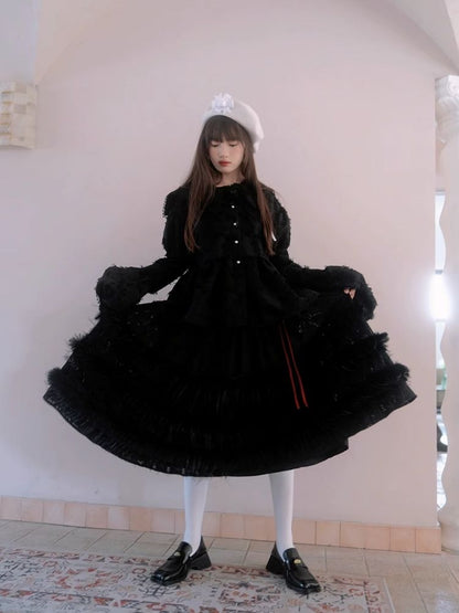 Loose Vintage Lace Bubble Long Sleeve Shirt【s0000004901】