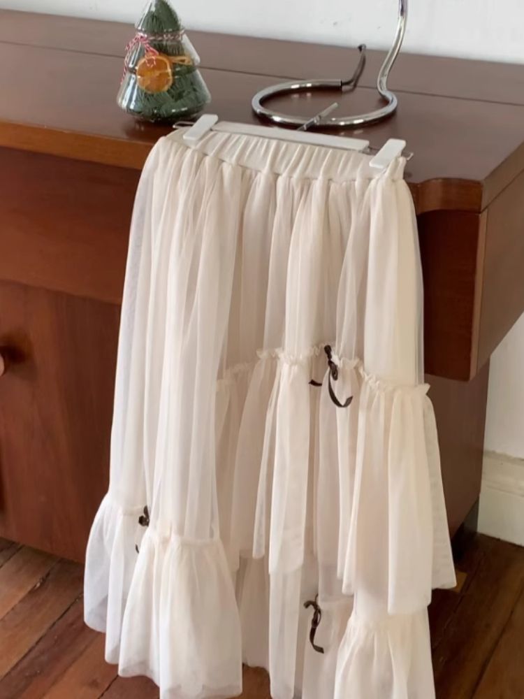 Bow Mesh Half Skirt【s0000005876】