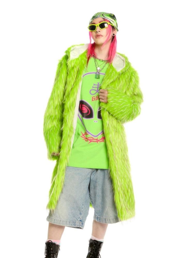 Fruit green hooded long coat and hat【s0000004456】