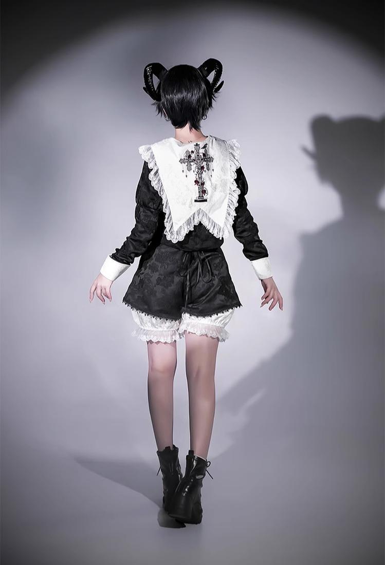CastleToo - Crossbone - Ouji Lolita Shorts Suit Gothic Lolita Top and Blouse