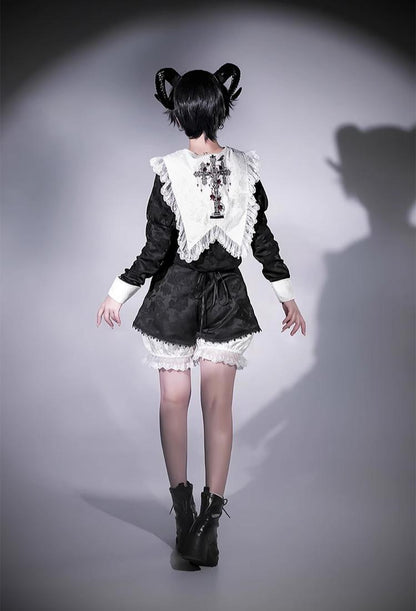 CastleToo - Crossbone - Ouji Lolita Shorts Suit Gothic Lolita Top and Blouse