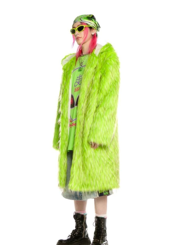 Fruit green hooded long coat and hat【s0000004456】