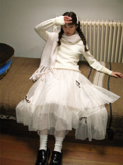 Bow Mesh Half Skirt【s0000005876】