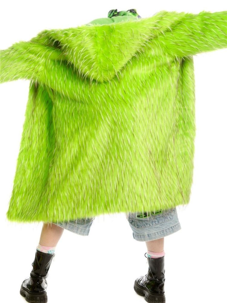 Fruit green hooded long coat and hat【s0000004456】