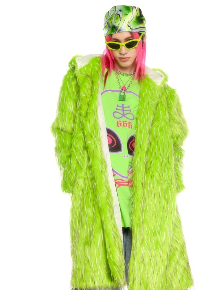 Fruit green hooded long coat and hat【s0000004456】