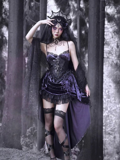 Gothic Velvet Lace Suspender Dress【s0000003866】