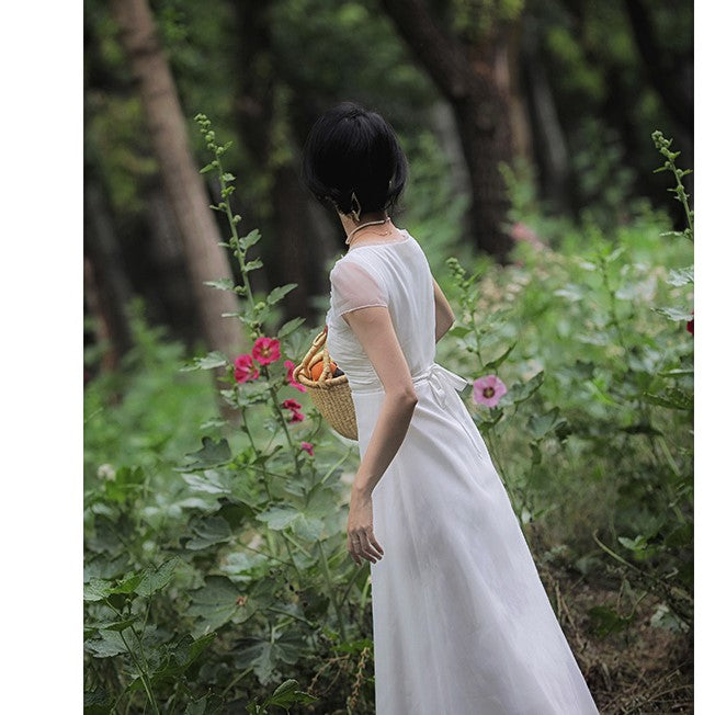 British lady's white vintage dress