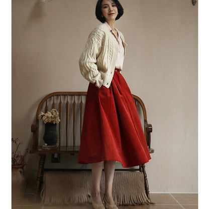 Crimson Lady Corduroy Umbrella Skirt