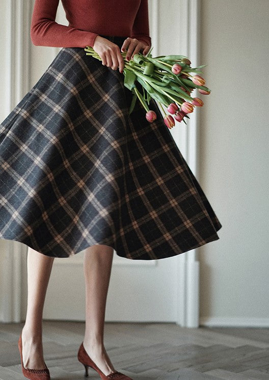 Western ladies plaid retro skirt