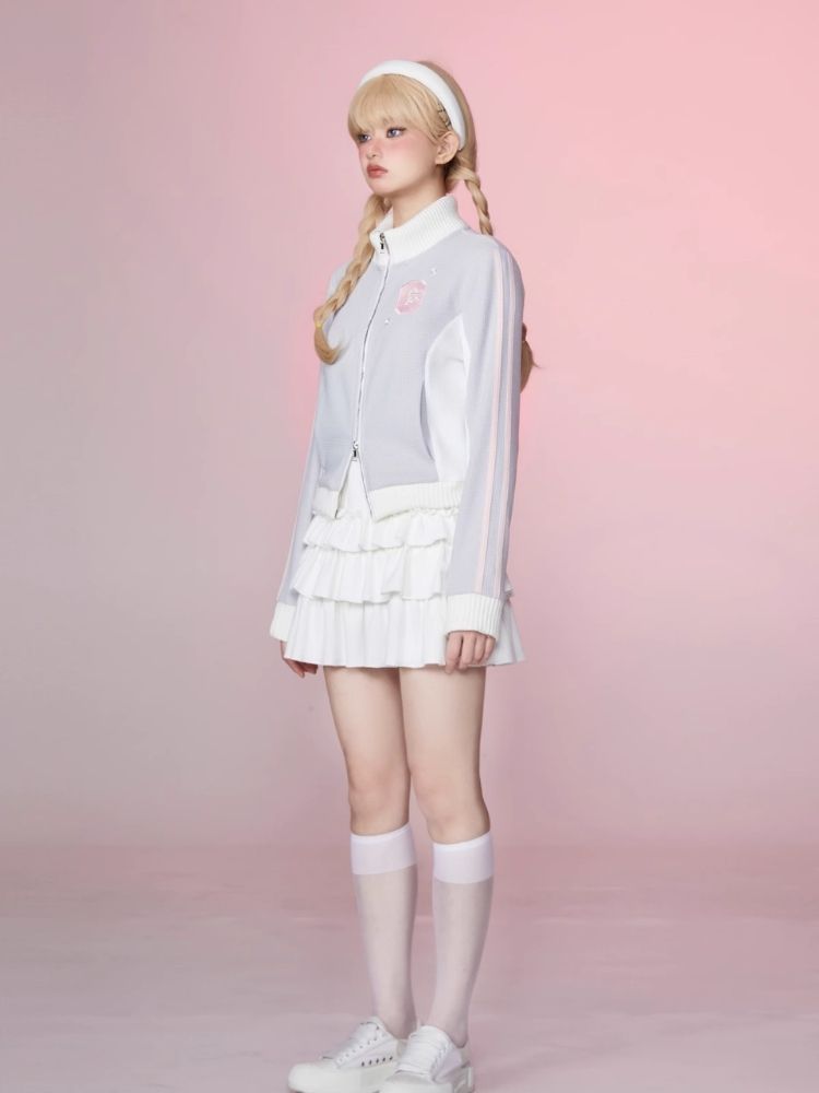 Stand Up Neck Top Double Zipper Sweatshirt【s0000006345】