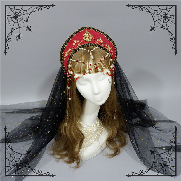 Foxcherry - Retro Lolita Gorgeous Bead Chain Headdress Multicolors