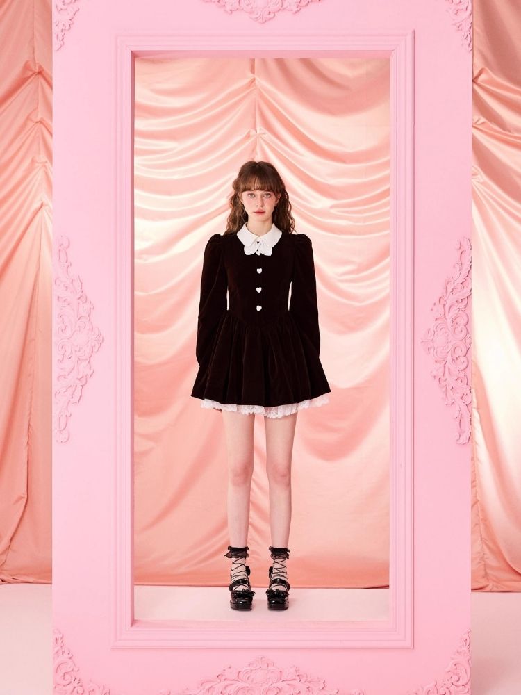 Bubble Sleeve Waist Slim Long Sleeve Dress【s0000006963】