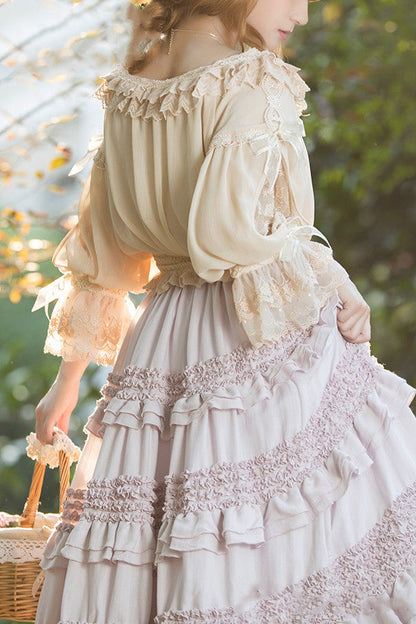 Boguta - Heidi Series - Classic Lace Puff Sleeves Blouse