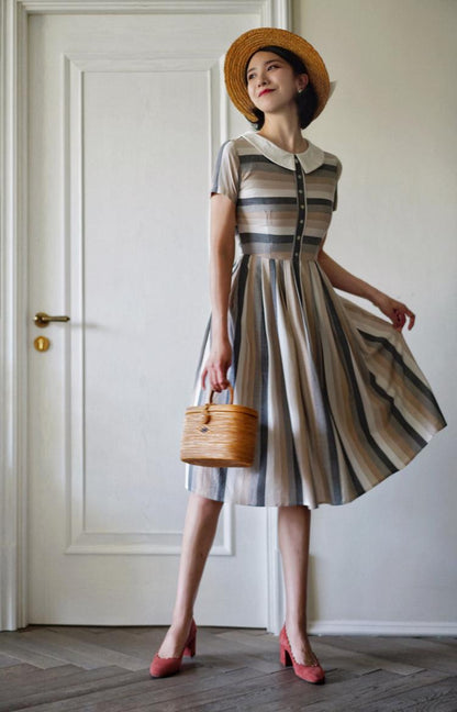 Literary Lady Vintage Striped Dress