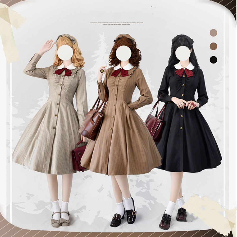 Forest Wardrobe - Winter Lolita Classic Front Open Stripe OP