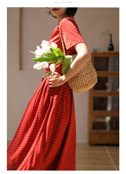 Red Polka Dot Pattern Retro Dress