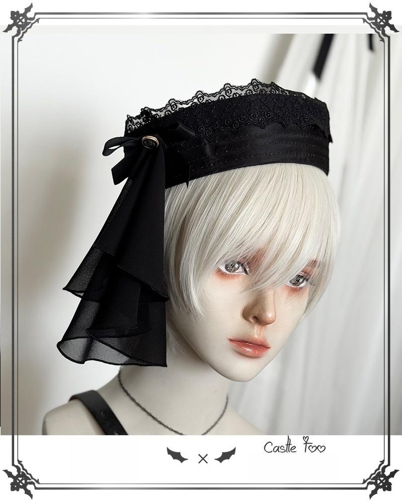 CastleToo - Black Moonlight - Ouji Lolita Chiffon Shirt Outfit
